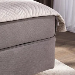 Łóżko kontynentalne z materacem szare SILLA 90x200 cm