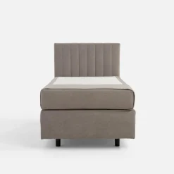 Łóżko kontynentalne z materacem szare SILLA 90x200 cm