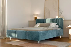Łóżko tapicerowane niebieskie ERICA ALTO 160x200 cm
