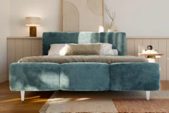 Łóżko tapicerowane niebieskie ERICA ALTO 160x200 cm