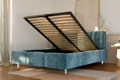 Łóżko tapicerowane niebieskie ERICA ALTO 160x200 cm