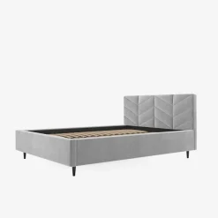 Łóżko tapicerowane popielate VIVIANE ALTO 140x200 cm