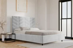 Łóżko tapicerowane popielate VIVIANE ALTO 140x200 cm