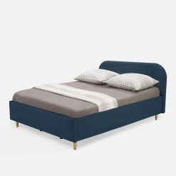 Łóżko welurowe granatowe SANTADI 180x200 cm
