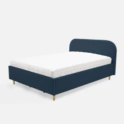 Łóżko welurowe granatowe SANTADI 180x200 cm
