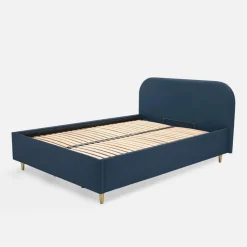 Łóżko welurowe granatowe SANTADI 160x200 cm