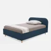 Łóżko welurowe granatowe SANTADI 90x200 cm