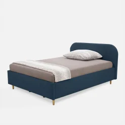 Łóżko welurowe granatowe SANTADI 90x200 cm