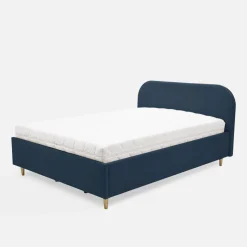 Łóżko welurowe granatowe SANTADI 90x200 cm