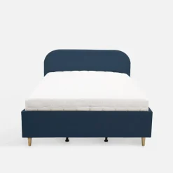 Łóżko welurowe granatowe SANTADI 90x200 cm