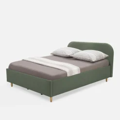 Łóżko welurowe oliwkowe SANTADI 140x200 cm