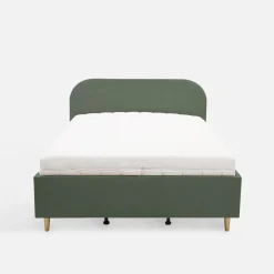 Łóżko welurowe oliwkowe SANTADI 140x200 cm