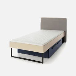 Łóżko ze stelażem beżowe SERGIO 90x200 cm