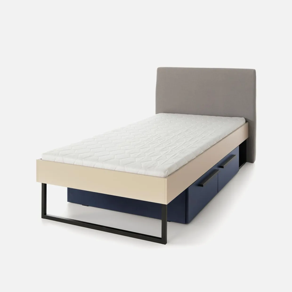 Łóżko ze stelażem beżowe SERGIO 90x200 cm