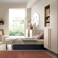 Łóżko ze stelażem beżowe SERGIO 90x200 cm