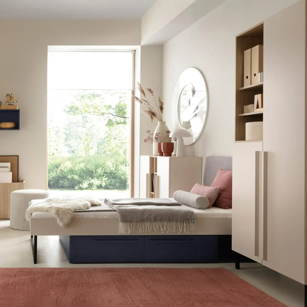 Łóżko ze stelażem beżowe SERGIO 90x200 cm