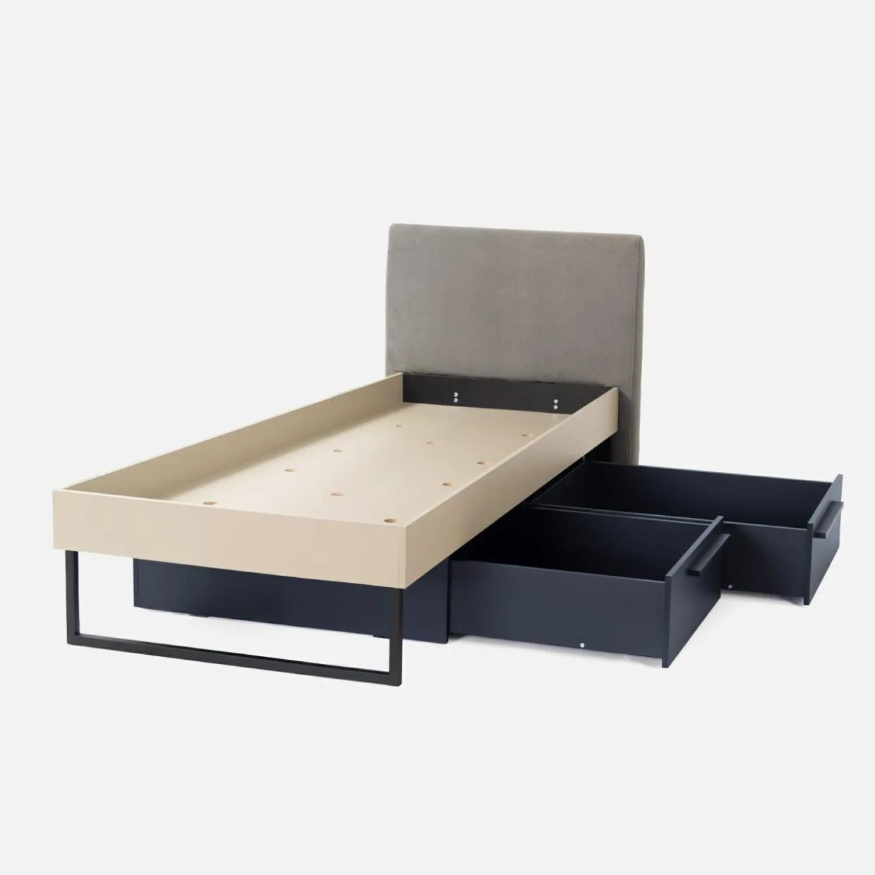 Łóżko ze stelażem beżowe SERGIO 90x200 cm