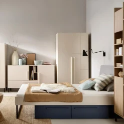 Łóżko ze stelażem beżowe SERGIO 120x200 cm