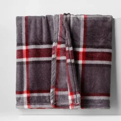 Koc w szkocką kratę ciemnoszary TYLOR 150x200 cm
