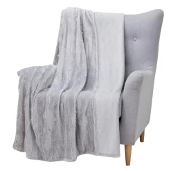 Koc z frędzlami jasnoszary ASHA 130x160 cm