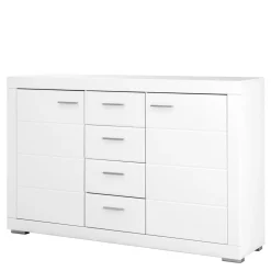 Komoda biała z szufladami i półkami SNOW