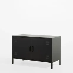 Komoda 2-drzwiowa grafitowo-czarna SOLANS
