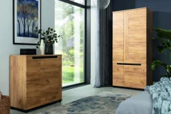 Komoda 2-drzwiowa z szufladą dąb craft złoty PRISCO