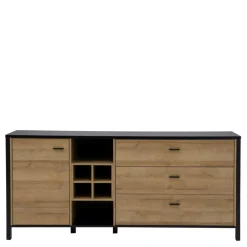 Komoda industrialna szeroka z szufladami i półkami HIGH ROCK