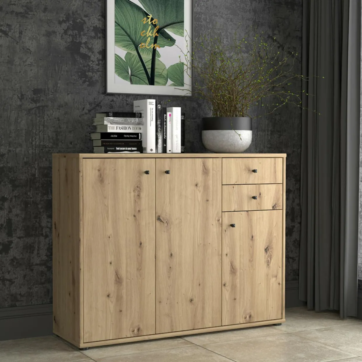 Komoda niska TEMPRA 2 3D2S dąb artisan