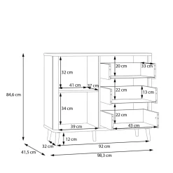 Komoda ryflowana z szufladami FIXSMILE