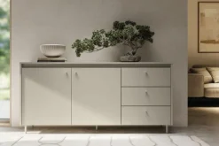 Komoda z 3 szufladami na metalowych nóżkach TORINO kaszmir