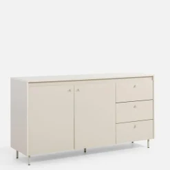 Komoda z 3 szufladami na metalowych nóżkach TORINO kaszmir