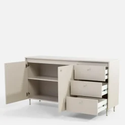 Komoda z 3 szufladami na metalowych nóżkach TORINO kaszmir