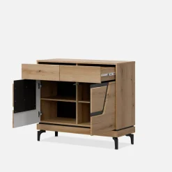 Komoda z czarnym dekorem KRIS 98 cm