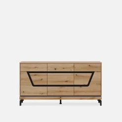 Komoda z czarnym dekorem KRIS 163.5 cm