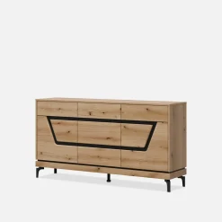 Komoda z czarnym dekorem KRIS 163.5 cm