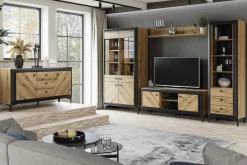 Komoda z czarnym dekorem FRAME 148,5 cm