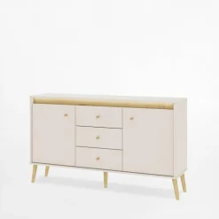 Komoda z oświetleniem z szufladami LORENA 155 cm kaszmir