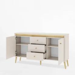 Komoda z oświetleniem z szufladami LORENA 155 cm kaszmir