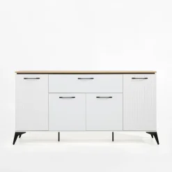 Komoda z szufladą biała z ryflowaniem VELUTTO