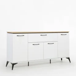 Komoda z szufladą biała z ryflowaniem VELUTTO