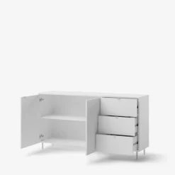 Komoda z szufladami MILA na metalowych nóżkach biała