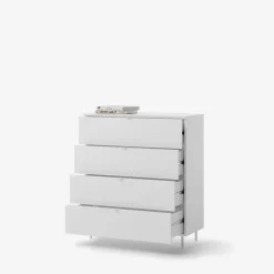 Komoda z szufladami MILA na metalowych nóżkach biała