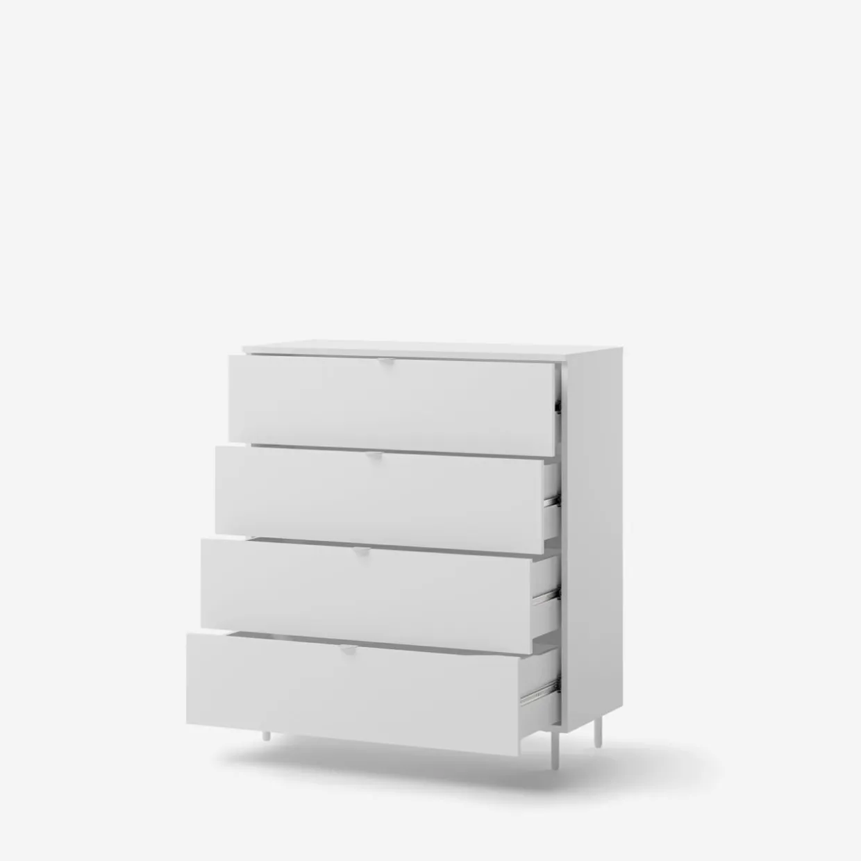 Komoda z szufladami MILA na metalowych nóżkach biała