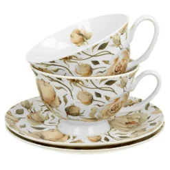 Komplet 2 filiżanek ze spodkami ROYAL ENGLISH ROSES WHITE 250 ml
