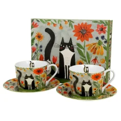 Komplet 2 filiżanek ze spodkami KOCI ŚWIAT ŁĄKA 230 ml