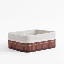 Komplet 3 koszy bambusowych brązowo-białe