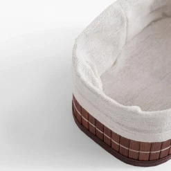 Komplet 3 koszy bambusowych brązowo-białe