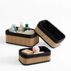 Komplet 3 koszy bambusowych prostokątne