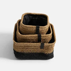 Komplet 3 koszy do przechowywania brązowo-czarny